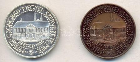 Tóth Sándor (1933-) 1985. "MÉE Szeged / Vedres István" Ag + Br emlékérem pár (36.91g/42.5m...