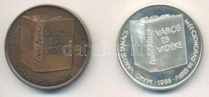 Fritz Mihály (1947-) 1985. "MÉE Csongrád-Makó / Erdei Ferenc" Ag + Br emlékérem pár (35.87g/42.5mm) T:PP,1