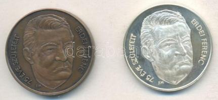 Fritz Mihály (1947-) 1985. "MÉE Csongrád-Makó / Erdei Ferenc" Ag + Br emlékérem pár (35.87...