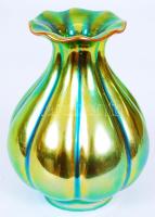 Zsolnay zöld eozin mázas váza, jelzett, hibátlan, m:12 cm/ Zsolnay eosin vase