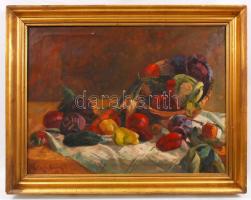 Rösch Emil: Gyümölcs csendélet. Olaj, vászon, jelzett, keretben 72×92 cm