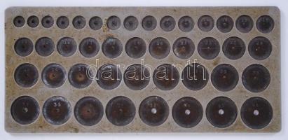 Régi órás kalibrátor bronzból /  Vintage bronze watchmakers' calibrator, 5x11,5cm