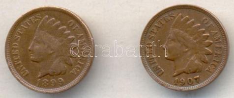 Amerikai Egyesült Államok 1899. 1c Br + 1907. 1c Br "Indián" T:2,2-
USA 1899. 1 cent Br + ...