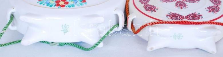 2 db Hollóházi kulacs, kézzel festett, jelzett, hibátlan, egyikből hiányzik a dugó, m:15-17 cm/ Holl...