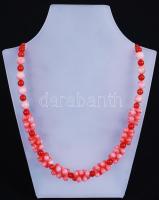 Korall nyaklánc ezüst (Ag) szerelékkel /  Red coral necklace with silver accessories, 42cm