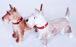 2 db porcelán foxi kutya, kézzel festett, hibátlan /Chinaware dog figures 8 cm
