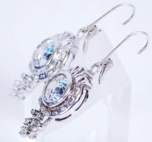 Ezüst (Ag) fülbevaló jabloncai kristállyal / 
A pair of silver earrings with crystal, 4,5cm, br: 8,8...