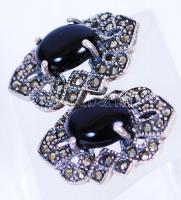 Egy pár ezüst (Ag) fülbevaló markazitokkal /
A pair of silver earrings with marcasites, br: 6,41gr