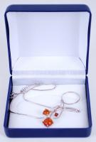 Ezüst (Ag) collier nyaklánc borostyánokkal / 
Silver collier necklace with amber stones, 44cm, br: 7...