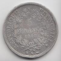 Franciaország / Második Köztársaság 1848K 5Fr Ag "Herkules" Bordeaux (24.59g) T:3
France /...