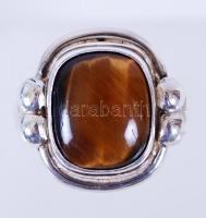 cca 1930 Art deco ezüst (Ag) gyűrű tigrisszemmel / 
Art deco silver ring with Tiger's eye stone...