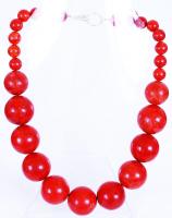 Korall nyaklánc hatalmas szemekből, ezüst (Ag) szerelékkel /  Large coral necklace with silver accessories, 45cm