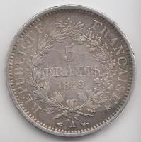 Franciaország / Második Köztársaság 1849A 5Fr Ag "Herkules" Párizs (24.94g) T:3
France / S...
