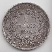 Franciaország / Második Köztársaság 1849A 5Fr Ag "Liberty" Párizs (24.85g) T:2-
France / S...