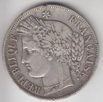 Franciaország / Második Köztársaság 1850BB 5Fr Ag "Liberty" Strasbourg (24.78g) T:2- France / Second Republic 1850BB 5 Francs Ag "Liberty" Strasbourg (24.78g) C:VF