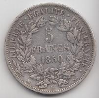 Franciaország / Második Köztársaság 1850BB 5Fr Ag "Liberty" Strasbourg (24.78g) T:2-
Franc...