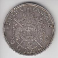 Franciaország / Második Birodalom 1867BB 5Fr Ag "III. Napóleon" Strasbourg (24.75g) T:2-,3...