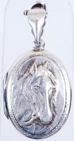 Lófejjel díszített, ezüst (Ag) ereklyetartó medál /  Silver reliquary pendant decorated with horse head, 4,5cm, 6,81gr