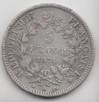 Franciaország / Modern Köztársaság 1874A 5Fr Ag "Herkules" Párizs (24.75g) T:3
France / Mo...