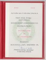 1983 Magyar Néphadsereg 4011 parancsnoka, dicsérő oklevél