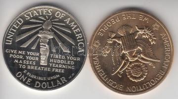 Amerikai Egyesült Államok 1986. 1$ Ag "Szabadság-szobor" + aranyozott emlékérem dísztokban...