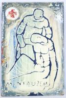 Vöröskeresztes zománctábla /  Red Cross, enamelled metal plaque, 15x10cm