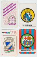 cca 1980 4db kártyanaptár futballcsapatok címerével (Barcelona, Real Madrid, UTE, MTK)