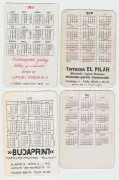 cca 1980 4db kártyanaptár futballcsapatok címerével (Barcelona, Real Madrid, UTE, MTK)