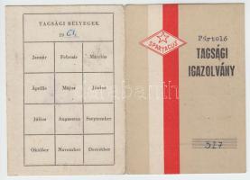 1964 Spartacus pártoló tagsági igazolvány bélyeggel