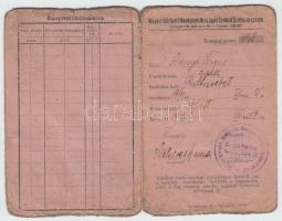 1949 Magyar Bőripari Munkások Országos Szabad Szakszervezete tagsági igazolvány bélyegekkel