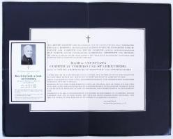 1960 Maria-Anunciata Coreth zu Coredo und Starkenberg Aichelburg grófnő német nyelvű gyászjelentése /  Obituary
