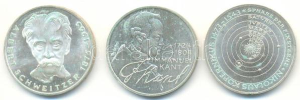 NSZK 1973-1975. 5M Ag (3xklf) "Kopernikusz" + "Kant" + "Schweitzer" T:PP,2 GFR 1973-1975. 5 Mark Ag (3xdiff) "Copernicus" + "Kant" + "Schweitzer" C:PP,XF