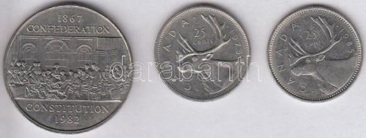 Kanada 1982. 1$ "Konföderáció" + 1975. 25c + 1985. 25c T:2
Canada 1982. 1 Dollar "Con...