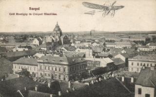 Szeged repülőnap 1910-ben, Montigny gróf és Croquet mérnök felszállása Bleriot - típusú géppel (EK)