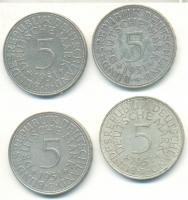 NSZK 1951D-F-G-J 5M Ag (4xklf) T:2,2-
GFR 1951D-F-G-J 5 Mark Ag (4xdiff) C:XF,VF