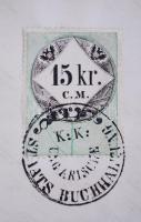 1858 Hivatalos irat 15kr CM bélyeggel