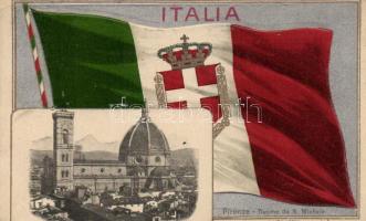 Italian flag with Firenze Cathedral, Emb. litho (b)