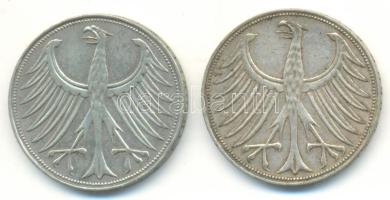 NSZK 1960D-G 5M Ag (2xklf) T:2,2- GFR 1960D-G 5 Mark Ag (2xdiff) C:XF,VF