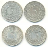 NSZK 1965D-F-G-J 5M Ag (4xklf) T:2,2-
GFR 1965D-F-G-J 5 Mark Ag (4xdiff) C:XF,VF