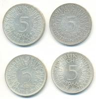 NSZK 1966D-F-G-J 5M Ag (4xklf) T:2,2-
GFR 1966D-F-G-J 5 Mark Ag (4xdiff) C:XF,VF