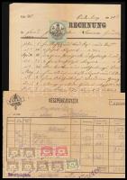 1877-től 10 db okmány, benne marhalevél, számlailleték