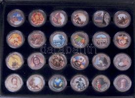 Libéria 2001-2004. 10$ "Szabadság pillanatai" multicolor 2 teljes sorozat 48db klf darabja eredeti díszdobozban + 13db, összesen 61db érme 3 éremtartóban T:PP Liberia 2001-2004. 10$ "Moments of Freedom" multicolor complete serials 48 different coins in original case + 13pcs, there are alltogether 61 coins in three coin boxes C:PP