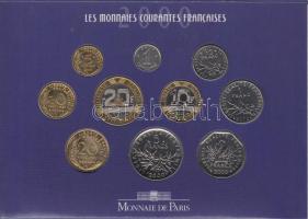 Franciaország 2000. 1c-20Fr 10klf értékű forgalmi sor dísztokban T:BU France 2000. 1 Centime - 20 Francs collector coin set with 10 pieces of different value in original paper box C:BU