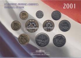 Franciaország 2001. 1c-20Fr 10klf értékű forgalmi sor dísztokban T:BU France 2001. 1 Centime - 20 Francs collector coin set with 10 pieces of different value in original paper box C:BU