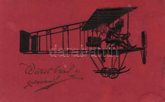 Krampus as a pilot of an aeroplane Emb. (EK)