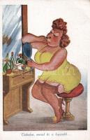 Woman with mirror, humour, s: Sándor (fa)