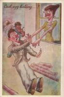 "Csak egy kislány..." / "Only one girl...", humour, s: Kaszás Jámbor