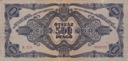 1945. 500P (10x) közte 5db orosz "P" betű helyett magyar "N" betű T:II,II-,III