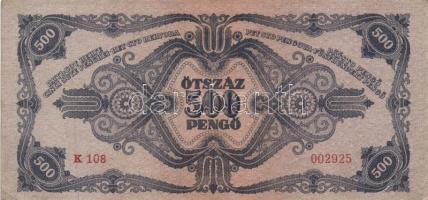 1945. 500P (10x) közte 5db orosz "P" betű helyett magyar "N" betű T:II,II-,III
