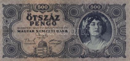 1945. 500P (10x) közte 5db orosz "P" betű helyett magyar "N" betű T:II,II-,III